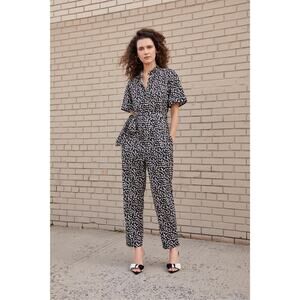 Rebecca Taylor La Vie Twill Jumpsuit At Orchard Mile Black White Size XS Cotton